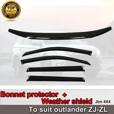 $107.10 • Buy Bonnet Protector + Weathershield Visors For Mitsubishi Outlander ZL ZK 2012-2020