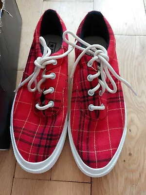 Converse Unisex Lowtop Skid Grip Twisted Plaid Haute Red 169219C Size UK 5.5 NEW • £17.99