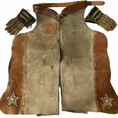 Antique Vintage Western Cowboy Chaps & Gloves - Childs Size • $595