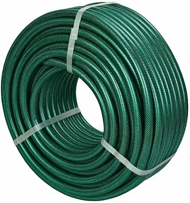 30M 50M 75M 100M Garden Hose Pipe Reinforced Braided PVC Watering Hosepipe Reel • £19.99