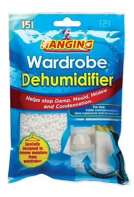 151 Hanging Wardrobe Dehumidifier Bags Cupboard Mould Mildew Moisture Remover • £3.39