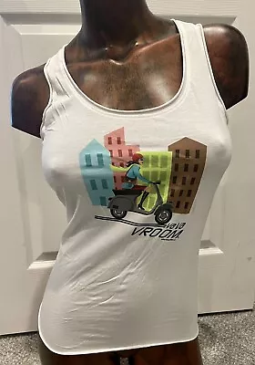 Women's Va Va Vroom Scooter Raw Edge Tank Moto Motorcycle Raw Nwt Lg Large • $14.99