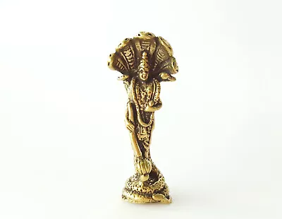 Hindu God Vishnu Narayana Standing Statue Naga Snake Dragon Backside Gold Tiny • $16.99