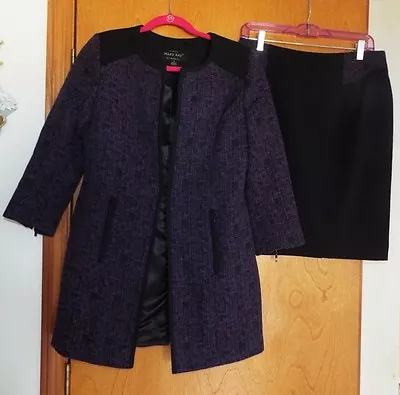 Mary Kay Director Suit Jacket And Skirt Size 4 Purple & Black Twinhill Euc • $59.95