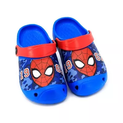 Spiderman Disney Marvel Clogs Slippers Sandals Boys Blue Red Mules Shoes Beach • £13.99