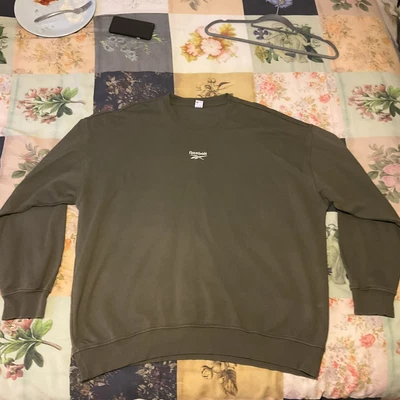 £8.99 • Buy Mens Reebok Sportswear Pull Over Logo Crewneck Sweatshirt Size XL Khaki/Olive