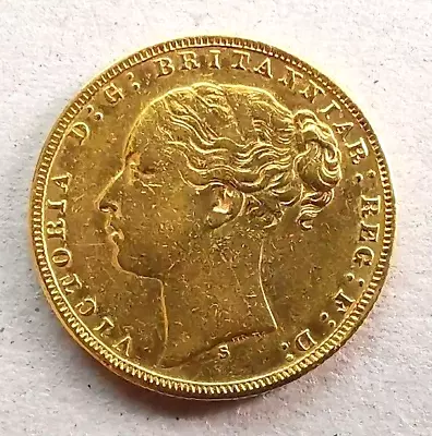 1874  22ct Gold Full Sovereign Queen Victoria Sydney Mint • £103