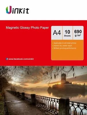 £11.99 • Buy A4 Magnetic Photo Paper High Glossy Inkjet Refrigerator Paper - 10 Sheets Uinkit