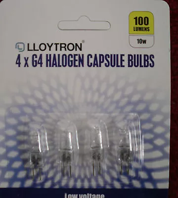 4 X G4 Halogen Capsul Bulbs Low Volt 20 Watt Clear Kitchen Cabinet 2000 Hours • £2.50