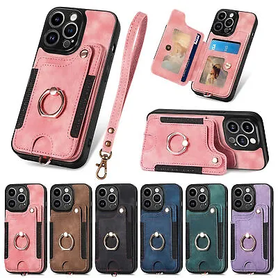 $18.85 • Buy For IPhone 14 Pro 13 12 11 X XR RFID Blocking Leather Credit Card ID Holder Case