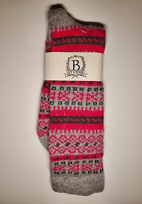 B.Studio By B.ella Ladies Cashmere Wool Angora Blend Socks Pink Fair Isle  • $18