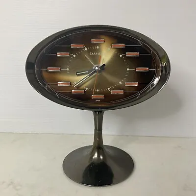 Caravelle Space Age Tulip Pedestal Alarm Clock Japan Rhythm 1970’s REPAIR  (M) • $197.97