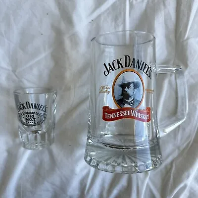 $21 • Buy Jack Daniels Tennessee Whiskey Large Glass Beer Mug Stein 500mls And Shot Glass.