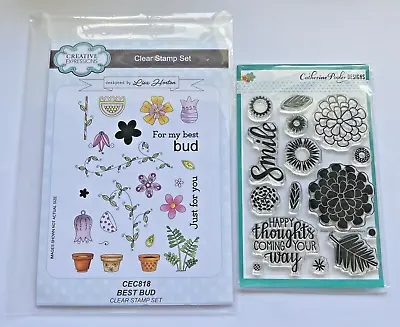 £8.50 • Buy 2 Sets Of Floral Flower Pot Sentiments Clear Rubber Stamps Card  Making/Journal