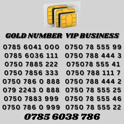 Gold Number VIP Business Sim Card UK Phone Number Tri-Cut New Sim Card EE O2 UK • £10.99