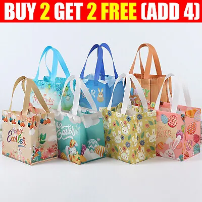 Easter Tote Bags Easter Rabbit Egg Hunt Bags With Handle Non Waven Gift Bags • £4.13