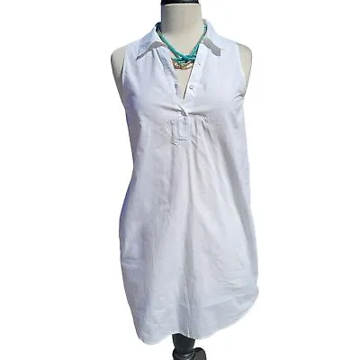 Joie Dress Extra Small White Shirt 1/4 Button Down Sleeveless Tunic Adult Womens • $15