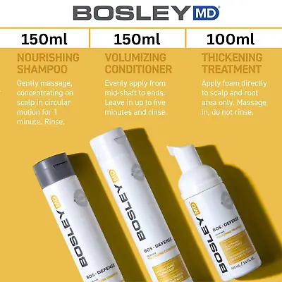 Anti Hair Loss Shampoo Conditioner & Thickening Treatment - BOS Defence Kit • £39.99