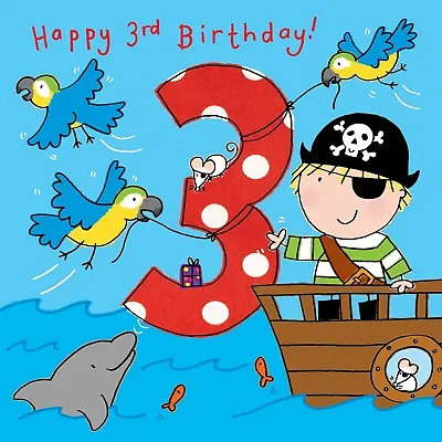 3 Year Old Card -Age 3 Card -3rd Birthday Card For Boy -Boy Age 3 Card -Pirate  • £3.99