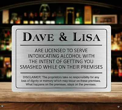 £7.95 • Buy Funny Personalised Bar Sign, Metal Tin Sign/plaque Man Cave Shed Garage Home Pub