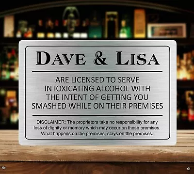 £5.95 • Buy Funny Personalised Bar Sign, Metal Tin Sign/plaque Man Cave Shed Garage Home Pub