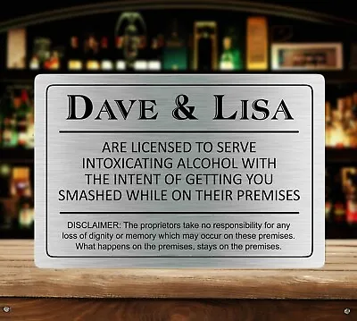 Funny Personalised Bar Sign Metal Tin Sign/plaque Man Cave Shed Garage Home Pub • £7.95