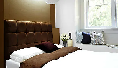 £43.20 • Buy Java Buttoned Diamante Wall Headboard Faux Suede Cappuccino Chocolate Brown Choc