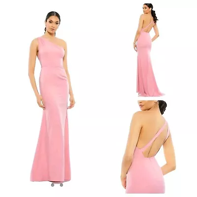 New MAC DUGGAL 26266 Rose Pink One Shoulder Jersey Mermaid Gown Women's (6)-$298 • $174.99