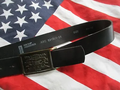 ORIGINAL Vintage LEVIS Black LEATHER BELT & 2 HORSE LOGO BUCKLE MADE IN USA 32  • £49.99