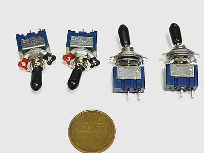 4 Pack Black Cap Mini Toggle Switch On/off MTS-101 2pin Spst Dc 6a 12v 6mm B12 • $9.35