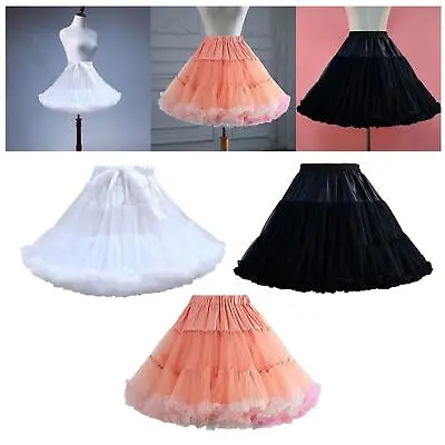 Women's Layered Tulle Petticoat Knee Length Skirt Hoopless Underskirt Half Slip • £12.34