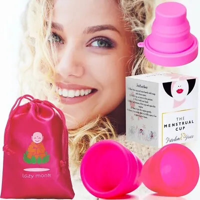 Menstrual Cup Set Large Small & Silicone Copa Period Sterilizer Feminine • $11.99