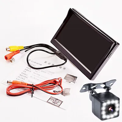 12LED Rear View Back Up Camera Night System Waterproof 5in Monitor For Car Truck • $44.90