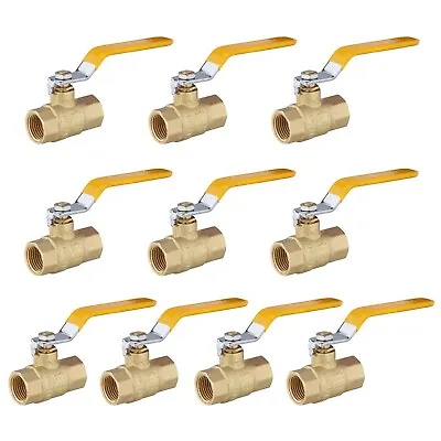 10PCS 3/4 Inch  Full Port 600WOG FNPT Brass Ball Valve Lead FreeYellow Level • $69.99