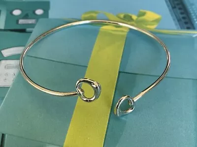 Tiffany & Co Sterling Silver 925 Open Double Heart Bangle Bracelet Elsa Peretti • $150