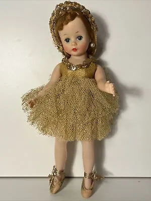 1950s MADAME ALEXANDER CISSETTE DOLL Tagged GOLD BALLERINA Dress SHOES • $245