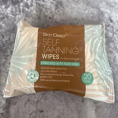 20 Skin Deep Self Tanning Wipes For Face & Body Fake Golden Tan With Aloe Vera  • £4.99