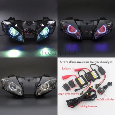 $319.60 • Buy Assembled Headlight Blue Angel Red Demon Eye Lamp HID Projector For YZF-R6 08-15