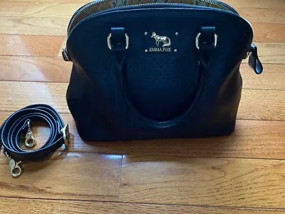 $50 • Buy Emma Fox Leather Handbag Satchel Black EUC!