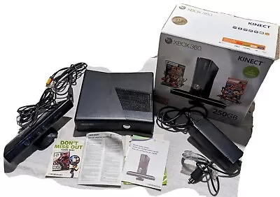 Microsoft Xbox 360 S Slim 250GB Console Bundle With Kinect (No Controller)  • $110