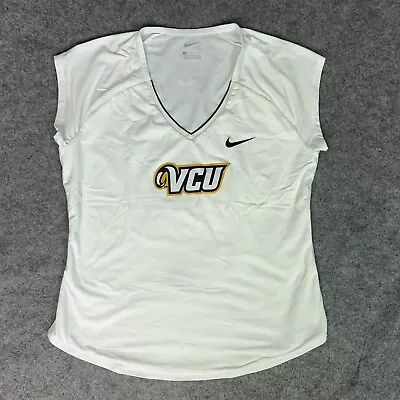 VCU Rams Womens Shirt Medium White Black Nike NCAA Basketball Dri Fit Top Sport • $18.98