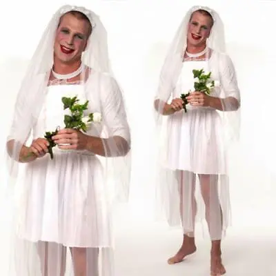 £18.99 • Buy Mens Wedding Dress Stag Do Night Party Funny Fancy Dress Costume Bride Groom