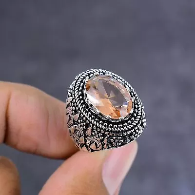 Morganite Gemstone Handmade 925 Sterling Silver Gift Jewelry Ring Size 11 E270 • $9.99