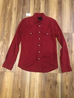 Vintage Guess Men's Size Small/P Red Pearl Snap Shirt Long Sleeve Western Cowboy • $17.88