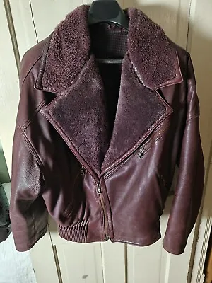 EU 56 US 46 GIANNI VERSACE COUTURE MEN Burgandy Sherpa Collar Exquisite Jacket • $2545