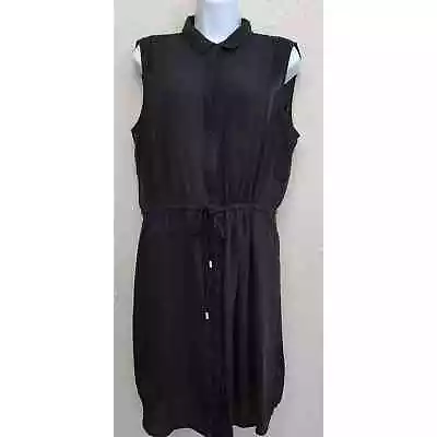 Mossimo Black Hidden Button Up Sleeveless Shirt Dress Large Lightweight Flowy • $26
