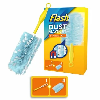 £7.75 • Buy Flash Dust Magnet Duster Starter Kit -1 Handle + 4 Refills