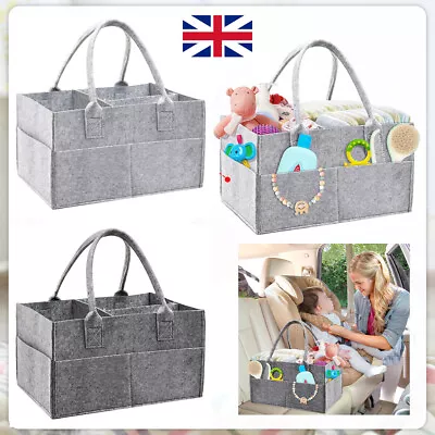 Baby Diaper Caddy Organizer Felt Changing Nappy Kids Storage Carrier Bag Grey UK • £5.69