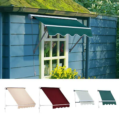 Window Awning Manual Retractable Outdoor Patio Canopy Sun Shade Shelter Drop Arm • $89.99