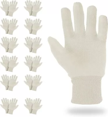 1 Dozen 12 Pairs Cotton Jersey Work Gloves Large - Mens Size • $18.18